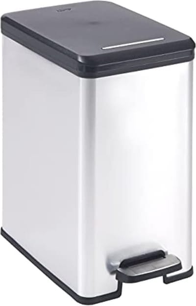 Slimbin Pedaalemmer 25L - Extra Smal en Duurzaam in Zilver Metallic/Zwart