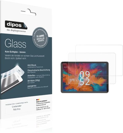 dipos – 2x Matte Pantserfolie geschikt voor Crelander T60 Pro | 9H Screenprotector