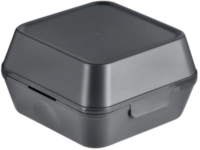 Burger box maat M - met deksel- grijs- 115x 115x 82 mm- hamburgerbox- fast food- to go- meenemen- 47 stuks- restaurant- afhaal