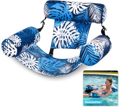 1 stuk – Waterhangmat – Zwembadhangmat – Opblaasbare watermat – Opblaasbare zwembadmat – Verdikt PVC-materiaal – Geschikt voor zomerfeesten, stranden, zwembaden en andere wateractiviteiten – 76 x 41 x 61 cm – Blauw esdoornblad
