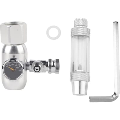 Aquarium CO2 Drukregelaar Terugslagklep Manometer Bellenteller Mini Enkel Tafel Zilver zilver