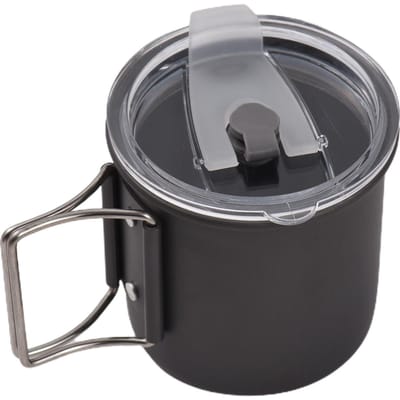 Outdoor 300 ml camping hard geanodiseerde aluminium waterbeker met inklapbaar handvat en deksel voor buiten Hard Anodized Aluminum 300ml gray