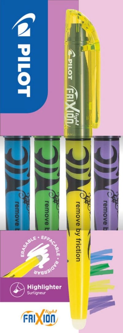 Pilot Frixion Light Set 4 Kleuren Blauw-Groen-Geel-Violet Uitwisbaar