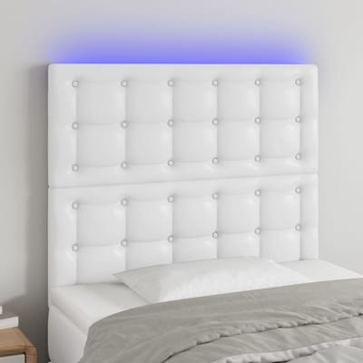 vidaXL - Hoofdbord - LED - 100x5x118/128 - cm - kunstleer - wit