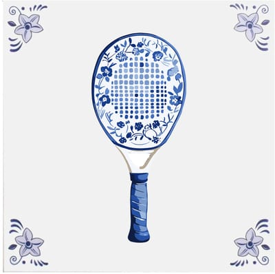 Delfts blauw tegeltje Padel racket - delfts blauw wandbord - delftsblauw - hollandse cadeautjes - wanddecoratie - decoratieve accessoires