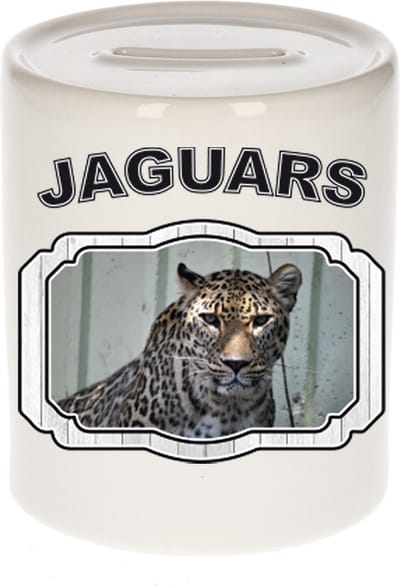 Dieren liefhebber jaguar spaarpot 9 cm jongens en meisjes - keramiek - Cadeau spaarpotten jaguars liefhebber