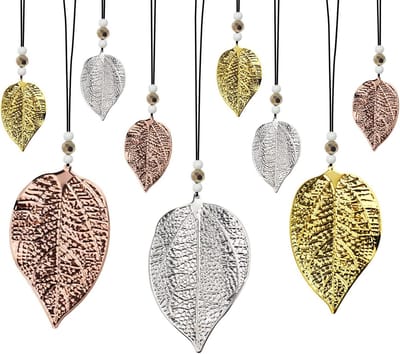 Herfstdecoratie met Hangende Bladeren - Metalen Pendel voor Raam, Woonkamer en Tuin - Glinsterende Bladeren in Goud, Zilver en Koper