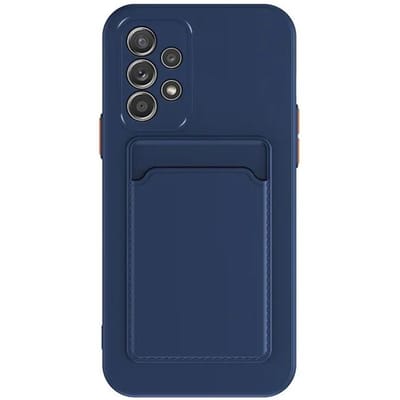 Zachte Siliconen Sleuf Portemonnee Kaarthouder Achterkant Hoesje Voor Samsung Galaxy S24 S23 S22 S21 S20 Plus FE Note 20 Ultra A51 A71 A54 Cover for GalaxyS23Ultra(6.8") blue