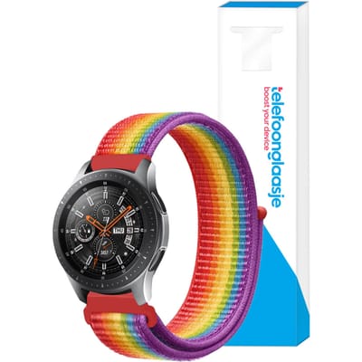 Nylon smartwatch bandje ? Regenboog 20mm - Universeel