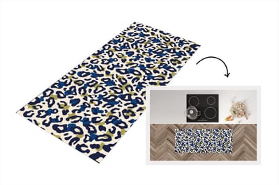 Keukenloper - Loper keuken - Panter - Design - Blauw - Groen - 120x50 cm - Keukenloper vinyl
