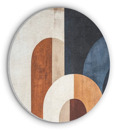 Akoestisch wandpaneel rond 50x50 cm - Vilt schilderij Abstract - Vormen - Donkerblauw - Ronde akoestische panelen - Geluidsdempende wanddecoratie - Geluidsisolatie wandcirkel - Muurdecoratie geluidspanelen