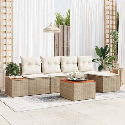vidaXL - Tuinbank - Set - 6 - st - 5-Aantal - zitplaatsen - Beige - en - Crème
