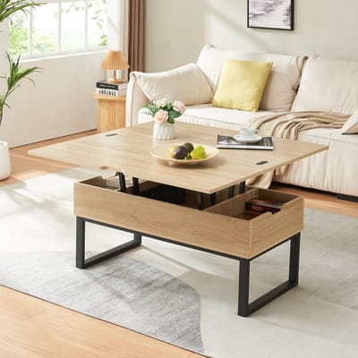 Salontafel Rauli eikenkleurig en zwart 100x50x47 cm [en.casa]