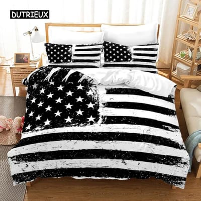 Amerikaanse Vlag Dekbedovertrek Collectie Microvezel Rood Witte Streep Decor Beddengoed Collectie Onafhankelijkheidsdag Vrijheid Thema Dekbedovertrek Voor Tieners AU Single 140x210cm