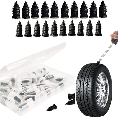 Bandenreparatie Kit - Lekke Band Herstel - Snel Onderweg - Twee Maten Inclusief - S 5.3x11.7mm L 6.8x12.7mm - Zwart