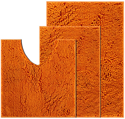 Dailygoody - Badmat - Antislip - Zacht badkamertapijt - Oranje - Waterabsorberend - Machinewasbaar - Geschikt voor bad en toilet