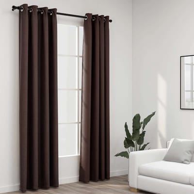 vidaXL - Gordijnen - linnen-look - verduisterend - ogen - 2 - st - 140x225 - cm - taupe