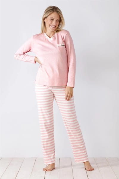 Hajo - Dames pyjama - Katoen interlock - Roze - Maat 44/46