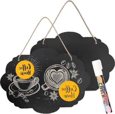 Erasable Message Board 22 x 30 cm - Dubbelzijdig Krijtbord voor Menu, Berichten en Decoraties, 2 Stuks met Ophangkoord