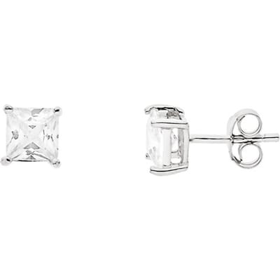 Oorvlees vierkant zirkoniumoxiden 8 mm 4 zilveren klauwen 925 - Envy 8