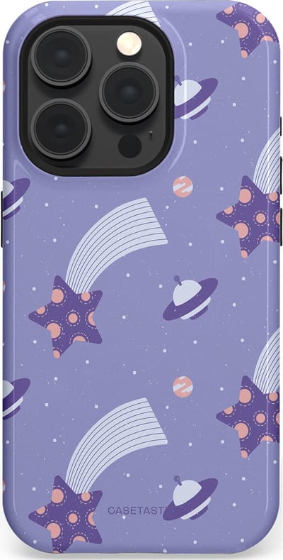 Casetastic Hoesje Geschikt voor Apple iPhone 15 Pro Magsafe - Stijlvolle Beschermende Duo-layer Case - Sterrenhemel Lila