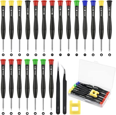 Famanu – 23-delige horlogemakerset – Precisieschroevendraaiers met pincet en magnetische opbergkoffer