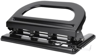 4-Gaats papierperforator met verstelbare ponsafstand en 30 vellen capaciteit - Metalen handmatige perforator voor kantoor en school met positioneringslijn