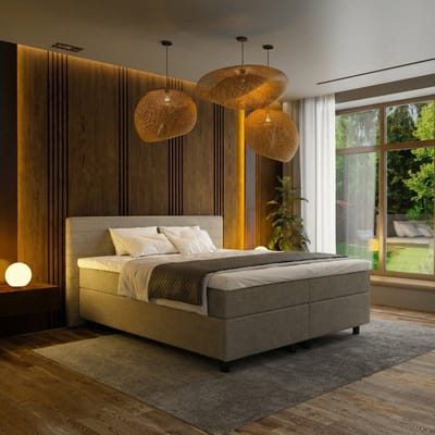 Mörgenn Boxspring Horizon - Pocketvering - 9-Baans Hoofdbord - Taupe - 80 x 200