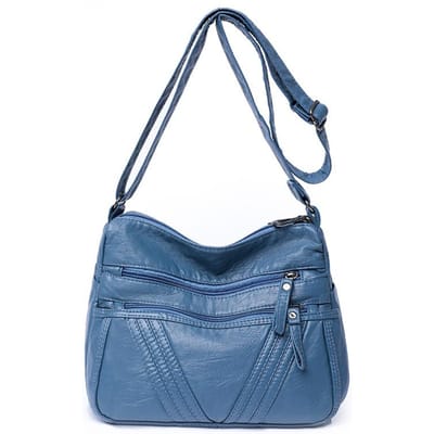 Nieuwe Gewassen Leer Dames Tas Middenleeftijd Crossbody Schoudertas Zacht Leer Multi-Pocket Schuin Moedertas gray