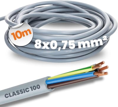 Flexibele 8-aderige Stuurkabel 0.75mm² PVC - 10 Meter Groen/Geel