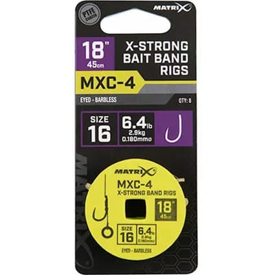 Matrix Onderlijn MXC-4 X-Strong Bait Band Rigs 18” (45cm) Eyed - Barbless