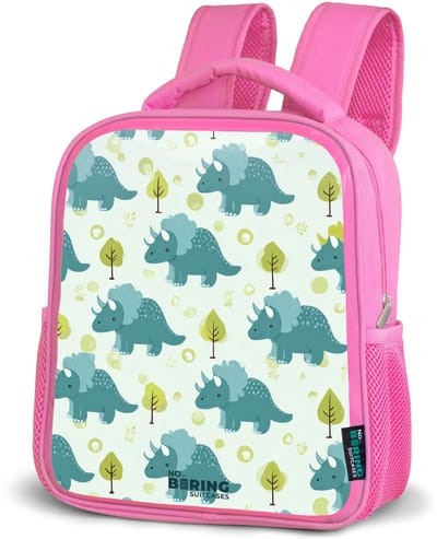 NoBoringSuitcases.com® - Rugzak roze - Schooltas meisjes - Triceratopsen tussen boompjes - Kinder rugtas meisje - Boekentas kind - Kinderrugzak voor school - Schoolrugzak