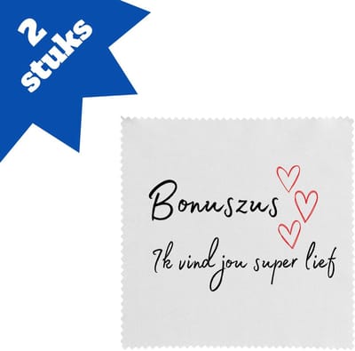 Akyol - bonuszus ik vind jou super lief brillendoekjes - Zus - de liefste zus - verjaardag - cadeautje voor zus - zus artikelen - kado - geschenk - 17,8 bij 17,8 cm - 2 stuks