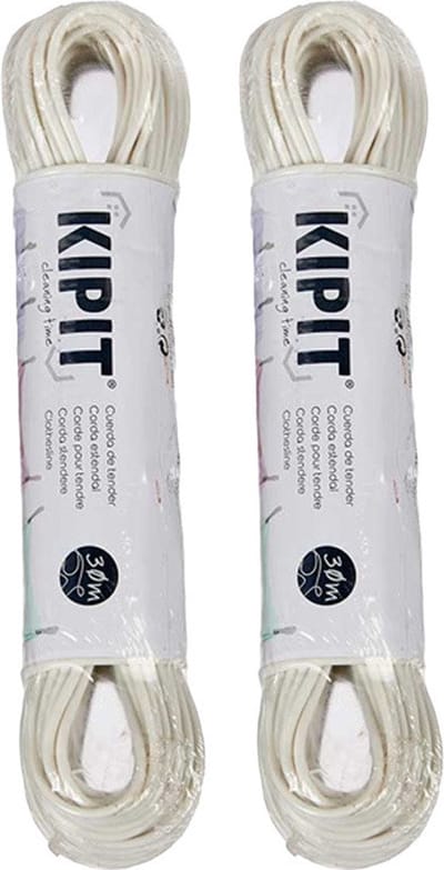 Kipit Waslijn - 2x - 30 meter - PVC - wit - drooglijn / waslijndraad