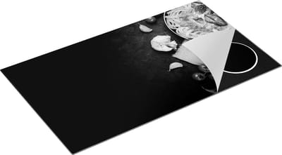 Chefcare Inductie Beschermer Spaghetti met Groentes en Wijn - Zwart Wit - 90x50 cm - Afdekplaat Inductie - Kookplaat Beschermer - Inductie Mat