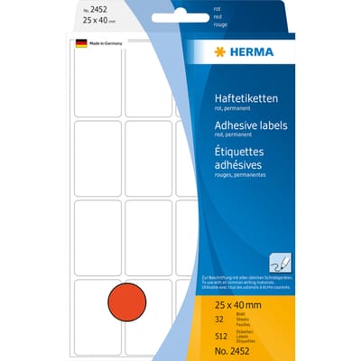 HERMA Vielzwecketiketten rood 25x40 mm Papier mat 512 St.