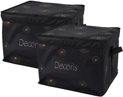 Decoris Kerstballen opbergbox - 2x - groen - 34 x 34 x 20 cm - opvouwbaar - polyester