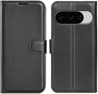 Hoesje geschikt voor Google Pixel 10 / 10 Pro - Phonesta Litchi Skin Book Wallet Case - Zwart