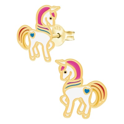 WeLoveSilver - eenhoorn oorbellen - gold plated - hypoallergeen - meisjes