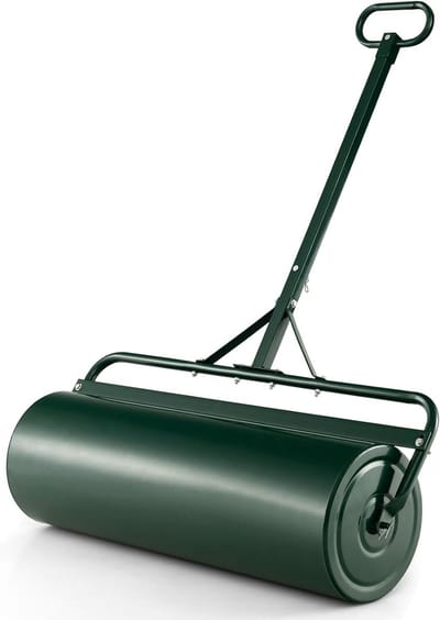 KOMFOTTEU Gazonwals - met vuilafstotend - 63 L - Tuinwals - 90 cm - handwals - vulbaar met water en zand - Grasroller - met U-greep - voor tuinen, gras en achtertuinen