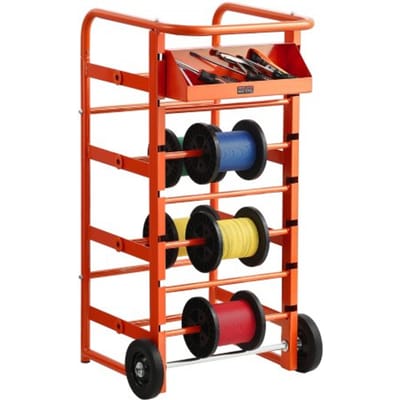 VEVOR Kabelhaspelhouder 440x385x970 mm, 11 dwarsbalken, rollende kabelhaspelhouder, vrijstaande kabelhouder met opbergvak, draagvermogen 136 kg, voor elektrotechniek, industrie en detailhandel