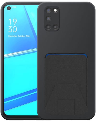 Geschikt voor Oppo A52 / A72 4G Telefoonhoesje met Verstelbare Leren Pasjeshouder - Flexible Back Cover Case Siliconen TPU with Adjustable Leather Cardslot - Zwart - Smartphonica geschikt voor Oppo A52;Oppo A72 4G