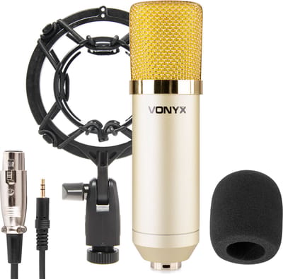 Vonyx CM400C studio microfoon condensator - Microfoon met shockmount en popfilter - Goud