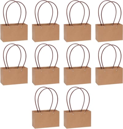 Bloemen Boeket Houders - Papieren Bloemenzakken - Bloemen Presenteren - Met Handvat - 10 Stuks - Bruin