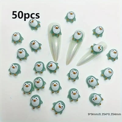 MGM trading - 50 stuks Mini Pinguïn Beeldjes, Hars Hars Zelfklevende Platte Rug Decor, Kristal Versierd, Herbruikbare Fantasy Dierenprint voor Bruiloft, Scrapbook, Manicure, Huis & Kantoor Decoratie, Pasen & Festivals Scène Decoratie