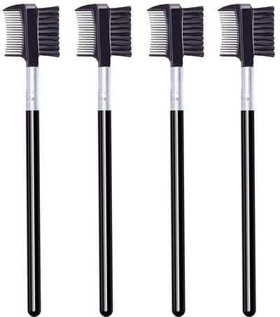 4-delige set, wenkbrauwborstel en kam in één, make-up wimperkam, draagbare spoelborstel voor het verlengen van wimpers.