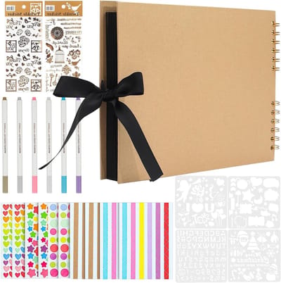 Fotoalbum met 80 pagina's in zwart, personaliseerbaar scrapbook voor reizen, verjaardagen en baby's