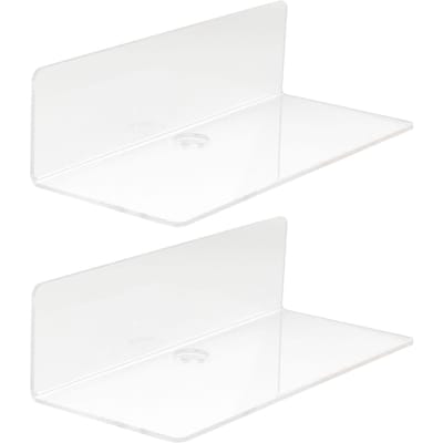 2 Stuks Transparante Zwevende Plank Acryl Fijne Oppervlakte Delicaat Modern Transparant Wandmontage Plank Rek voor Badkamer Kantoor white