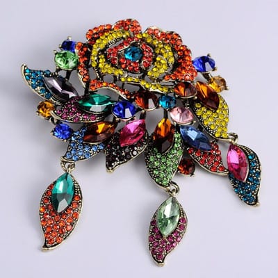 Klassieke Retro Barok Stijl Grote Strass Broches Voor Vrouwen Luxe Vintage Kristallen Hanger Spelden Dames Feest Banket Gespen black