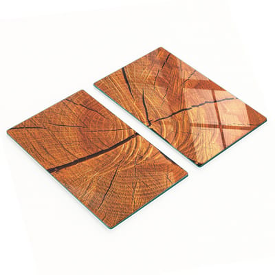 Multifunctionele decoratieve keukenplanken van glas en hout, bruin, 2x30x52 cm